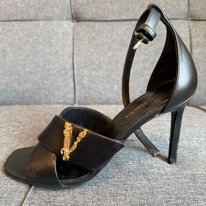Versace Virtus Leather Sandals Black Size 37